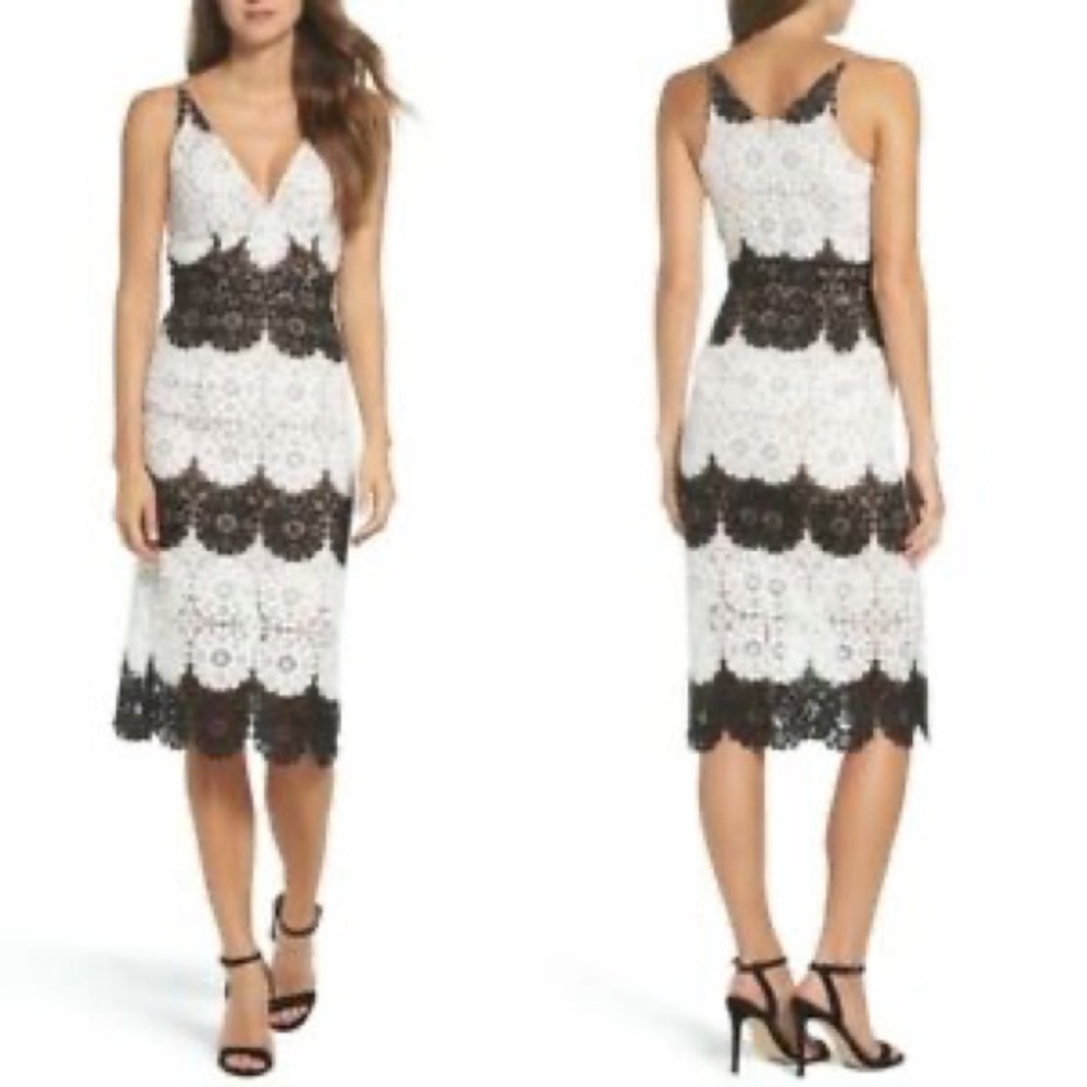 Dress the Population Black and White Lace Dress